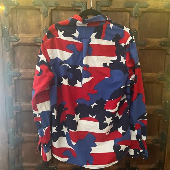 Rare Vintage Ralph Lauren Red White Blue Patriotic long sleeve button down - Picture 5 of 7